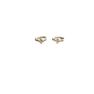 4243bb NWOP North Star Huggie Hoop Earrings Goldtone Sunburst Earrings Nose Ring